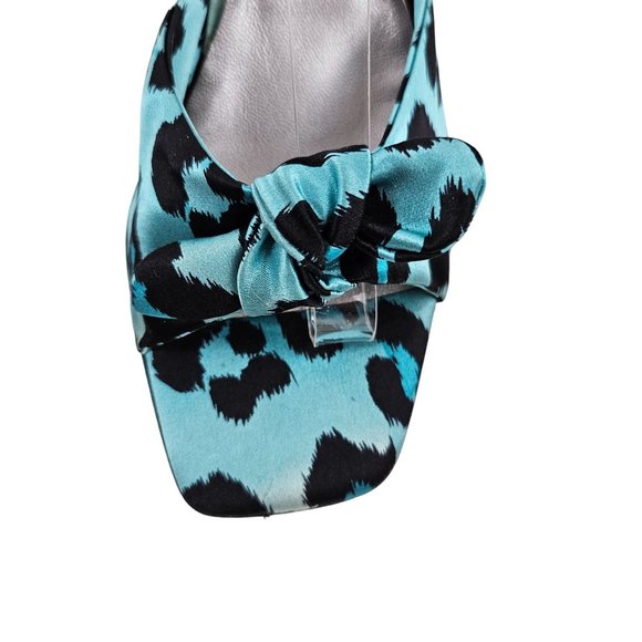 Nicole Miller Heels Womens 9.5M Animal Print Satin Blue Black Strap Italy Dressy - Picture 3 of 9